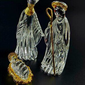 Vintage - Holy Family-Boxed Set Of 3 -With Box Nativity-Gorham by Gorham Crystal